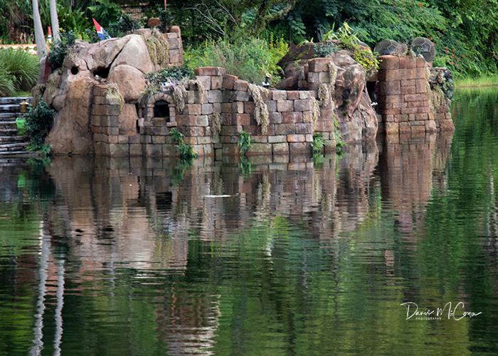 Rock Formation reflected in pool of water.